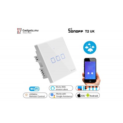 Sonoff 3-Gang WiFi Smart Wall Touch Switch - T2UK3C-TX