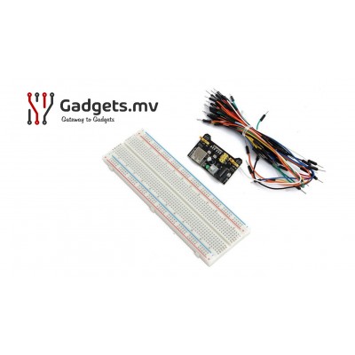 Breadboard with power supply and jumper lead kit